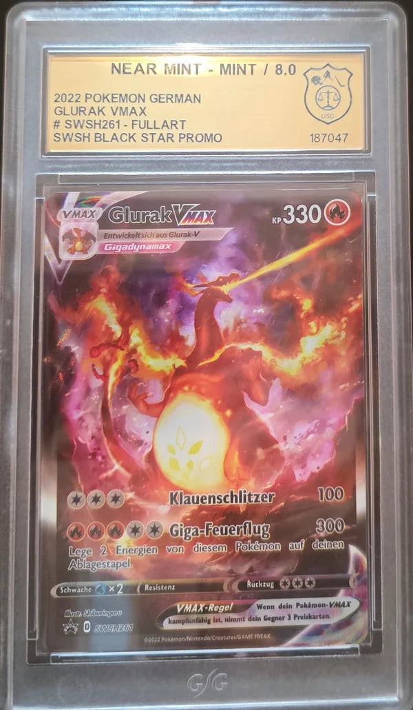Pokémon Glurak-VMAX - SWSH261 - GSG 8 NEAR MINT-MINT Grade — Deutsch