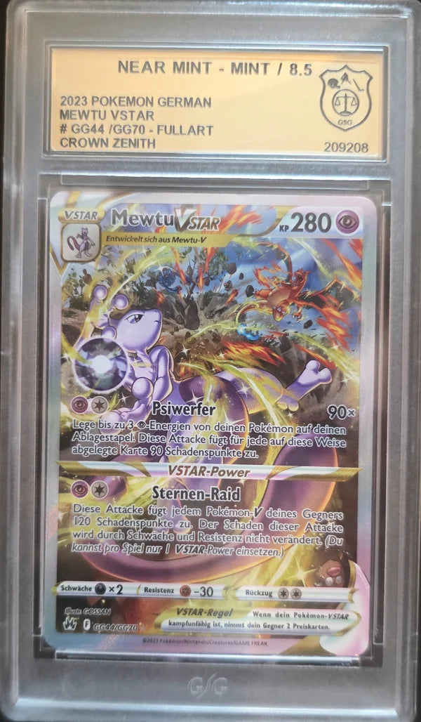 Pokémon Mewtu VSTAR - CRZ GG44 - GSG 8.5 NEAR MINT-MINT Grade — Deutsch