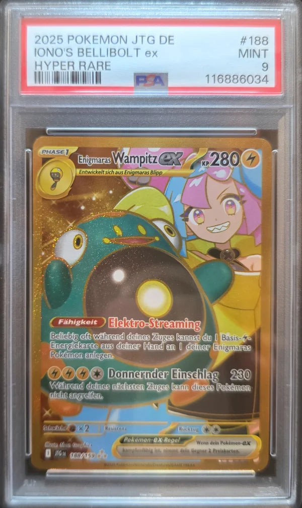 Pokémon Enigmaras Wampitz EX- JTG188- PSA 9 MINT Grade — Deutsch