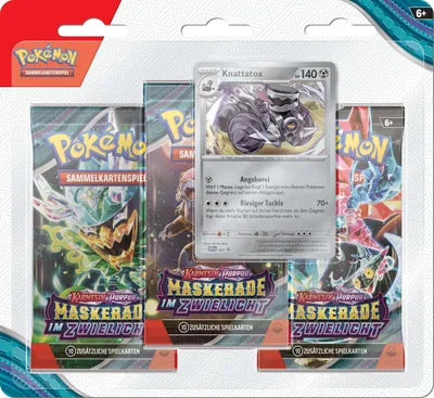 Pokémon Maskerade im Zwielicht - 3-Pack Blister Knattatox - deutsch
